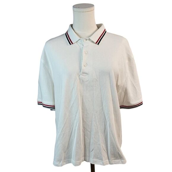 NEW POL Woman's Small White Cotton Short Sleeve Polo Shirt Red Black Stripe Trim - Picture 6 of 15